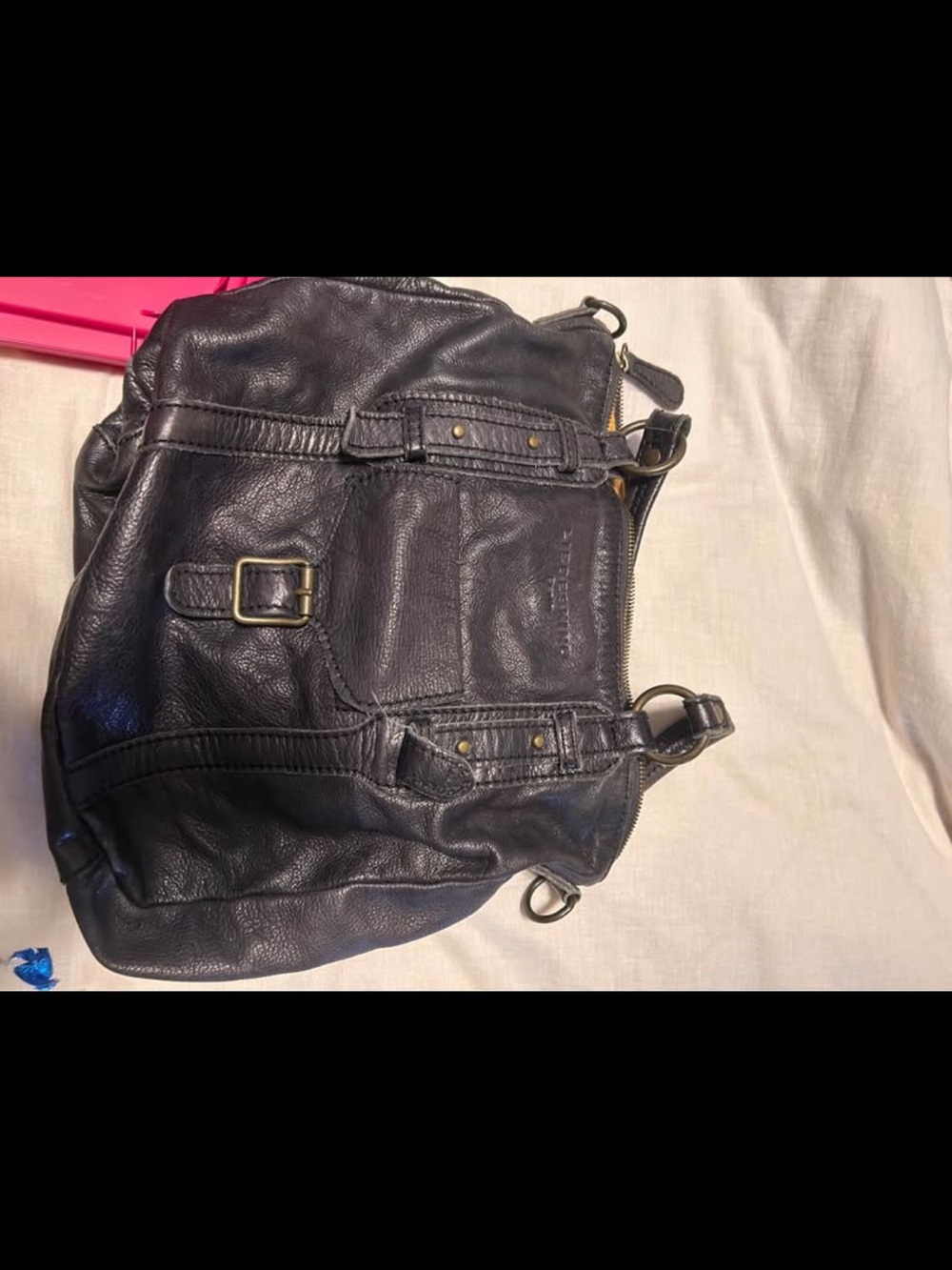 Liebeskind Black Leather Messenger with Buckle Detailing